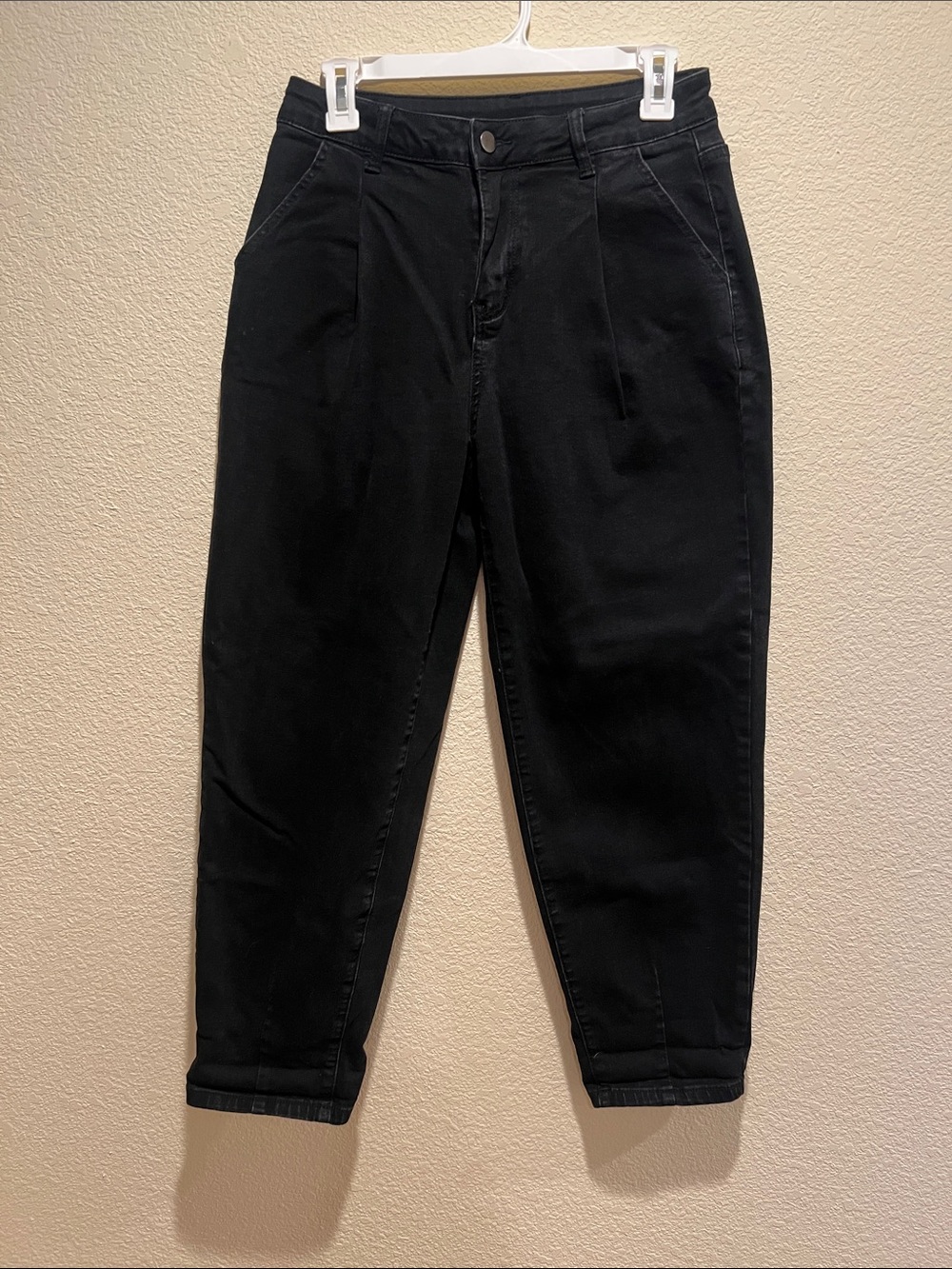 Black High-Rise Tapered Pants